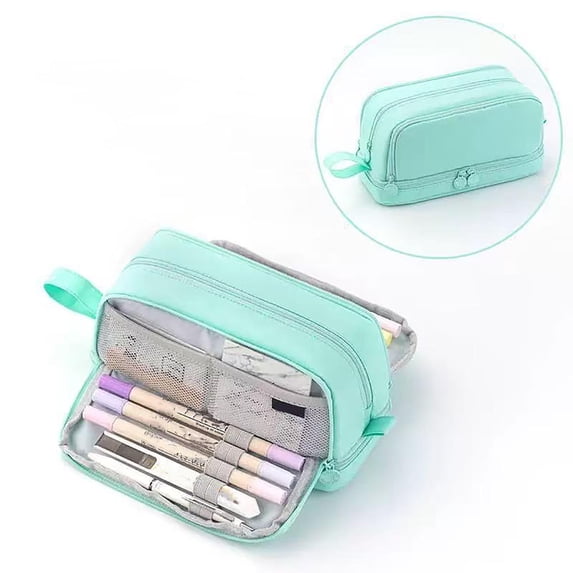Up to 60% off Pencil Cases, Solid Color Pencil Case Large Capacity Four Open Pencil Case Stationery Box for Men And Women Multifunctional Solid Color Pencil Case Back to College