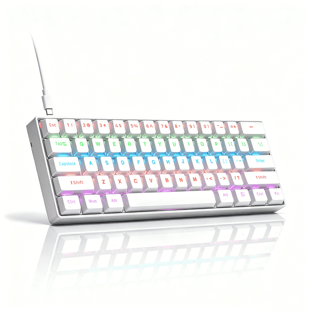 60% Percent Gaming Keyboard, Compact RGB Backlit Ergonomic Small Mini ...