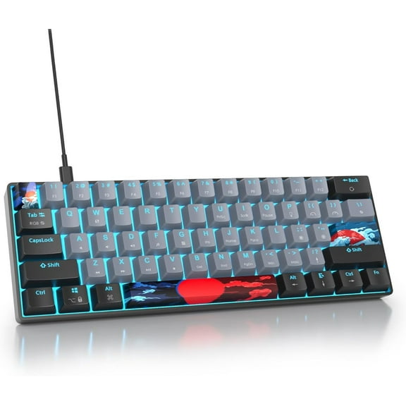 60% Percent Keyboard Mechanical Gaming Blue Switch Ultra Compact RGB Wired 60% Gaming Keyboard N-Key Rollover