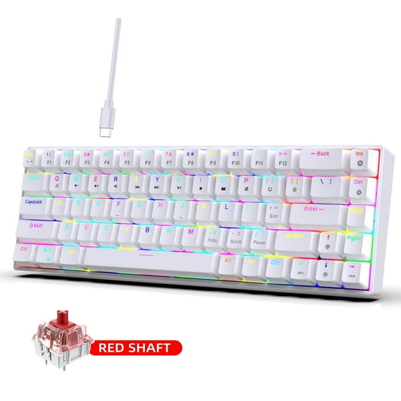 Hot-Swappable Mechanical Gaming Keyboard, Detachable USB Cable 60% Mini Wired Keyboard with Powder RGB Light for PC Gamer Office/Windows PC Laptop Mac/Xbox PS4 PS5,68 Keys