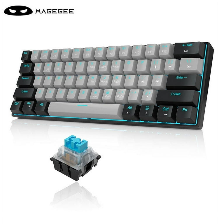 60 Percent Mechanical Gaming Keyboard, Red Gaming Keyboard with Blue  Switches, Detachable Type-C Cable 60% Mini Keyboard with Powder Blue Light  for Windows/Mac/PC/Laptop Black & Gray/Blue Switches 