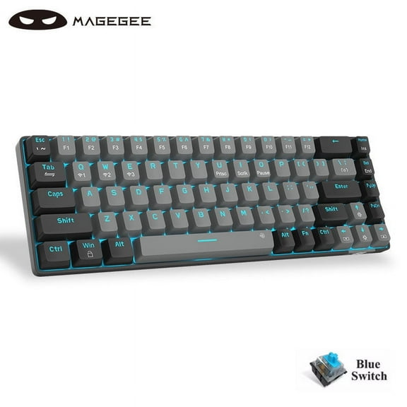 60 Percent Mini Gaming Mechanical Keyboard Detachable Tycp-C Office Keyboard Compact 68 Keys Ice Blue Backlight with Blue Switch for PC Gamer Office/Windows PC Laptop Mac/Xbox
