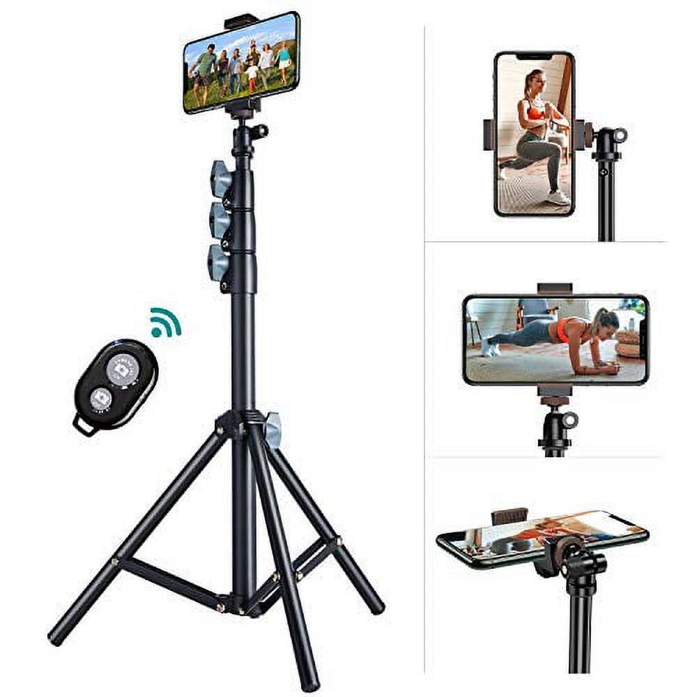 Phone Tripod, Lightweight Travel Smartphone Tripod Stand Mount 57 Inch  Adjustable with Remote Shutter for iPhone, 3.5 to 7in Smartphone Camera  DSLR