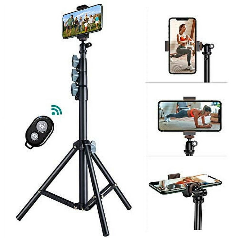 60'' Phone Tripod, VICSEED Selfie Stick Tripod for iPhone & Android Phone  Bluetooth Remote, Heavy Duty Tripod Stand for Cell Phone and Camera with  360° Tripod Head and Portable Bag 
