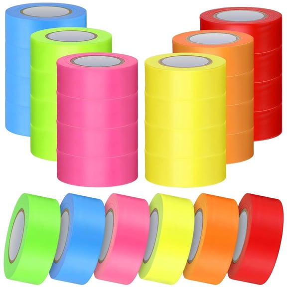 60-Piece Assorted Color Non-Adhesive Neon Flagging Tape, 0.98-Inch Wide for Tree Marking, Trail Boundaries, and Hazard Area Identification