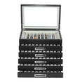 thumbnail image 1 of 60 Piece Black Ebony Wood Six Level Pen Display Case Black Accent Handles with Glass Window, 1 of 6