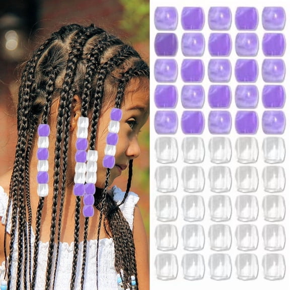 60-Piece DIY Dirty Braid Beads Kit, Colorful Large Hole Transparent Hair Beads for Braiding, Lightweight Hair Jewelry Making Supplies​