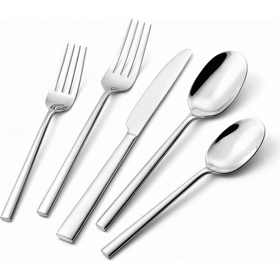 60-Piece Forged Stainless Steel Flatware Set Service for 12 Silver