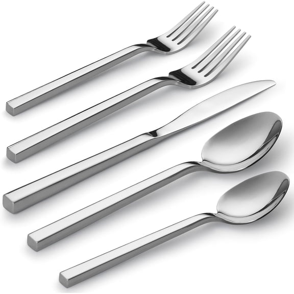 60-Piece Forged Stainless Steel Flatware Set for 12, Mirror Finish, Dishwasher Safe