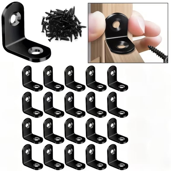 60-Piece Heavy-Duty L-Shaped Right Angle Support Bracket Set for Wardrobe and Wall Shelf Installation