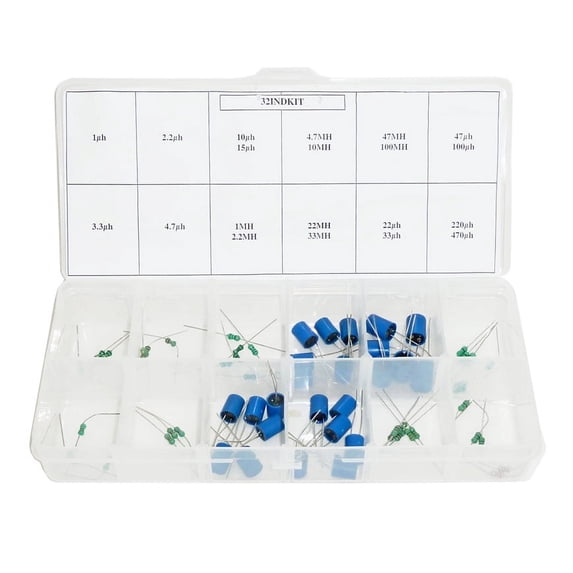 60 Piece Inductor Assortment Kit - Includes 20 Different Values from 1µH to 100MH