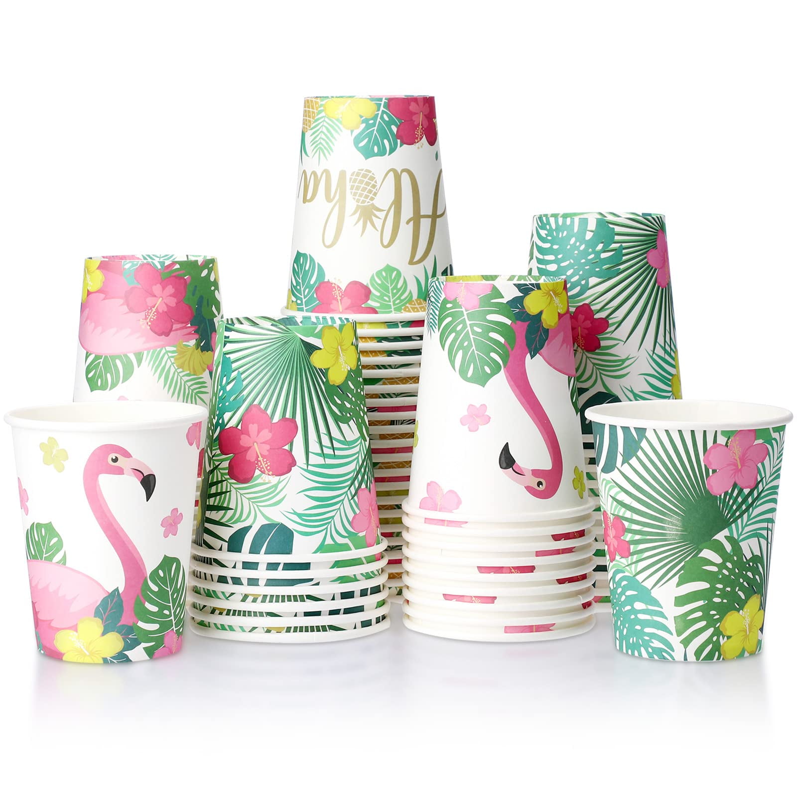 60-Piece Luau Party Cups - Tropical Hawaii Aloha Party Decorations ...