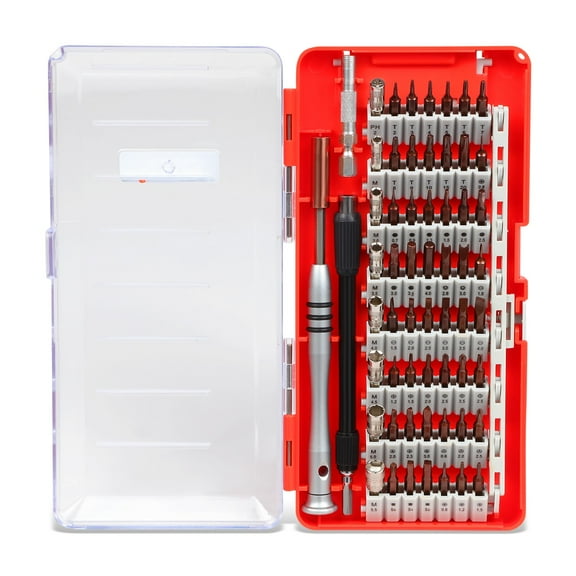 60 Piece Magnetic Driver Kit with Flexible Shaft Extension Rod for Phone PC, Game Consoles, or Tablets, 1 Kit, Red