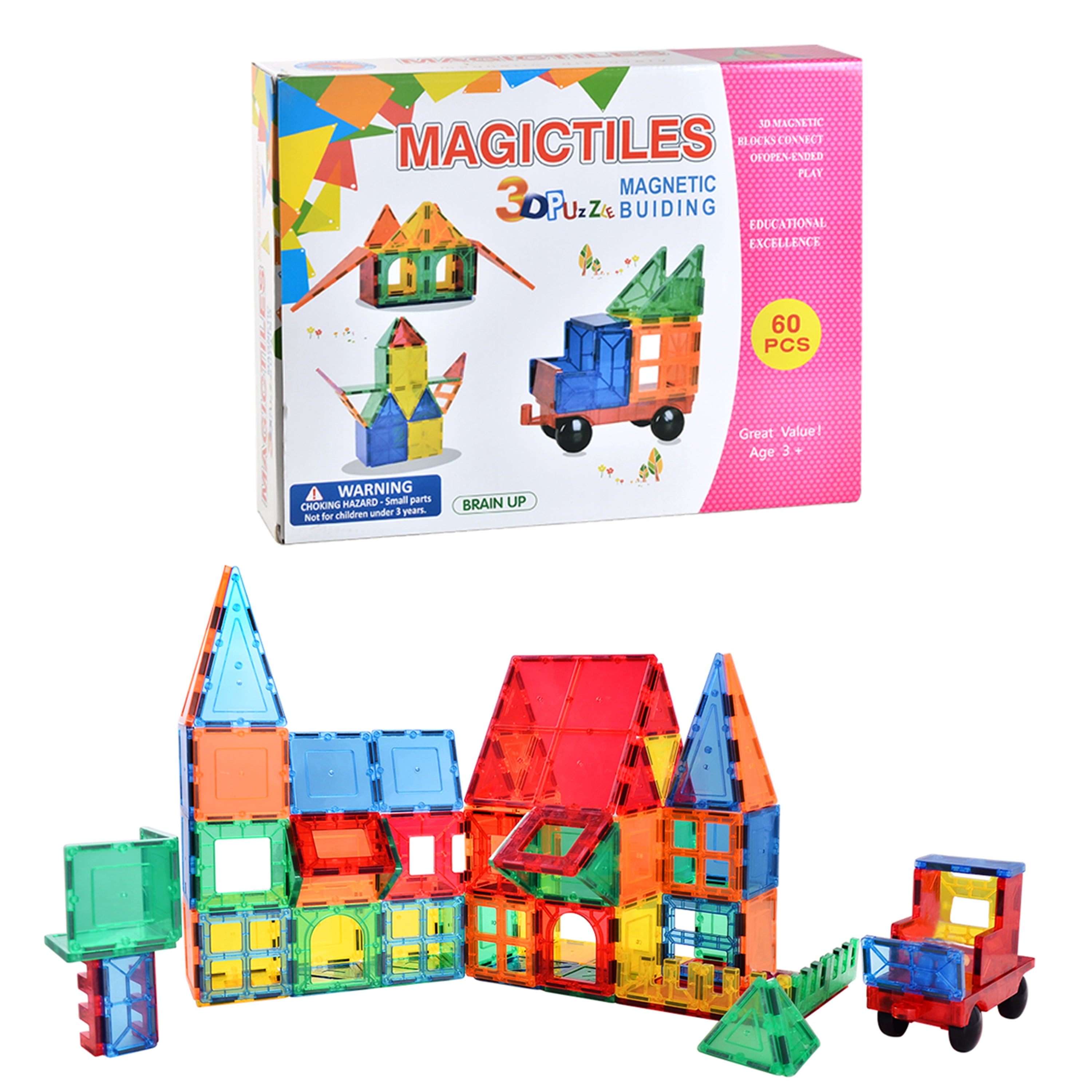  Playmags Magnetic Tiles, 18Pcs Magnetic Building Bricks,  Exclusive Magnetic Blocks, Skill Development, Ages 3+ (Small Bricks Tiles)  : Toys & Games