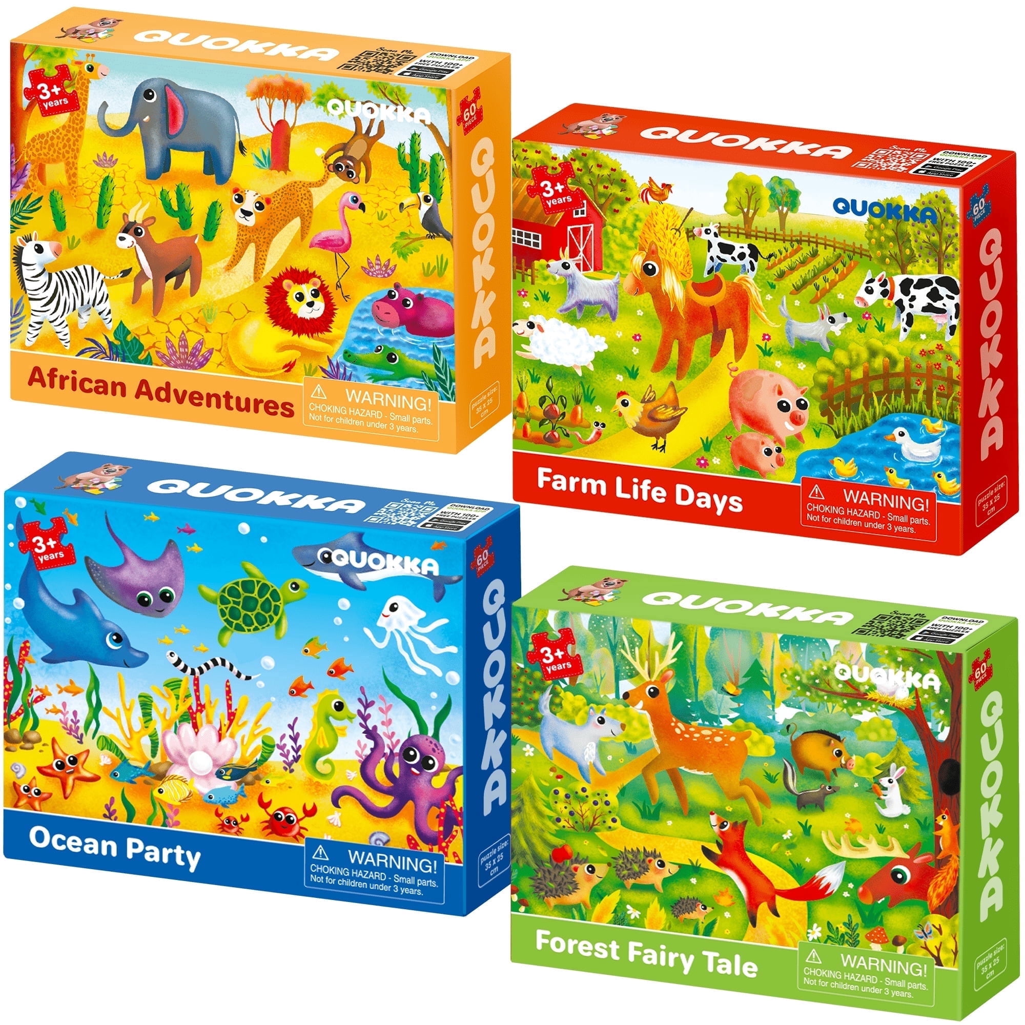 Quokka 60-Piece Animal Puzzle Set for Kids Ages 4-8, Ocean Forest