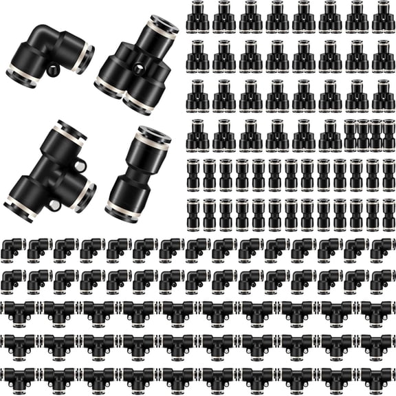 60-Piece Quick-Connect Air Fitting Set, 1/4" Push-in Fittings for Pneumatic Tools and Compressor Lines