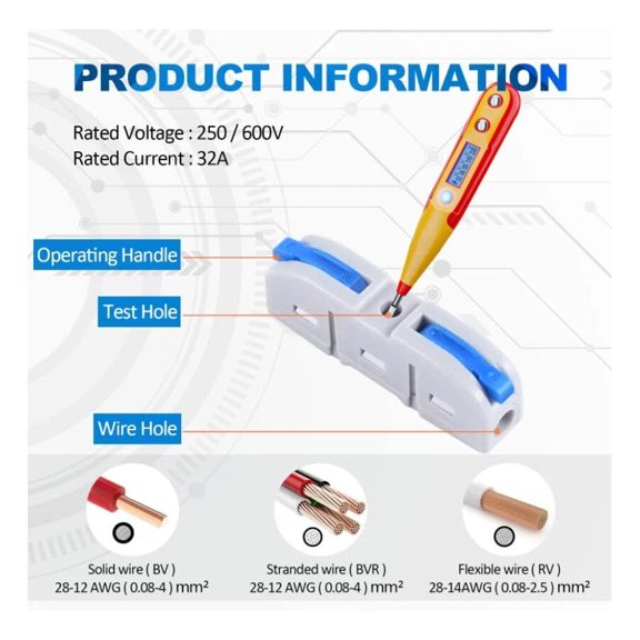 60-Piece Quick Connect Electrical Splicing Kit, HTCELLE Lever Wire Connectors