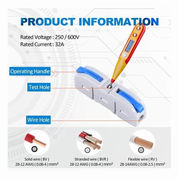 60-Piece Quick Connect Electrical Splicing Kit, HTCELLE Lever Wire Connectors