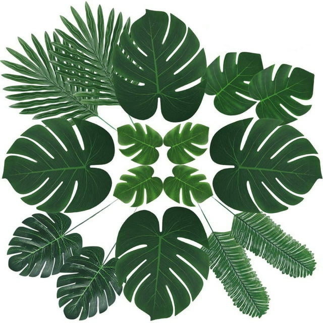 60Piece Set of Simulated Tropical Leaves, Hawaiian Theme Home Decor