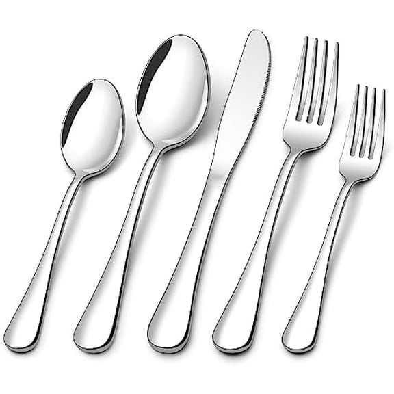 60 Piece Silverware Set for 12, Stainless Steel Flatware Set Tableware Set Inculde Forks Knives Spoons, Mirror Polished Cutlery Set for Home Kitchen and Restaurant Party, Dishwasher Safe