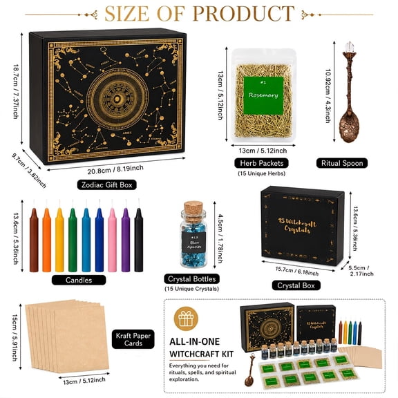 60-Piece Spiritual Craft Kit with Crystals, Herbs & Candles, DIY Decorative Set with Storage Box for Home Dcor, Gifting & Creative Projects