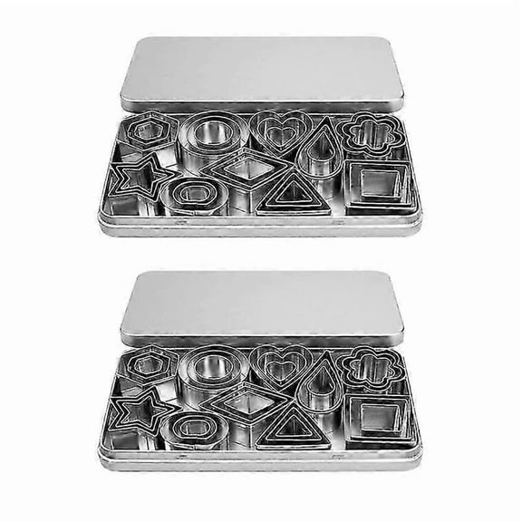 60-Piece Stainless Steel Biscuit Mold Mini Fondant Mold Geometric Biscuit Cutting Mold Baking Tool