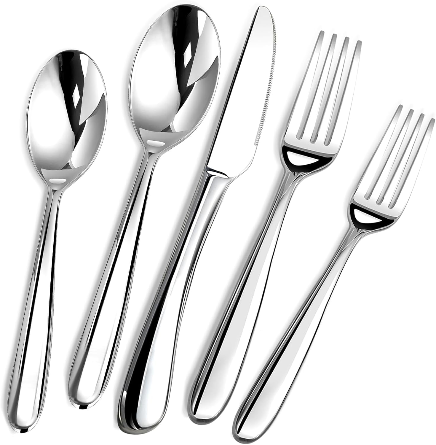 60-Piece Stainless Steel Flatware Set for 12, Heavy-Duty Utensils with Steak Knives, Dishwasher Safe, Gift Box for Wedding