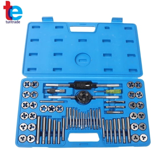 60 Piece Tap and Die Set SAE & Metric #4-1/2" M3-M12 Thread Maker Tool Kit