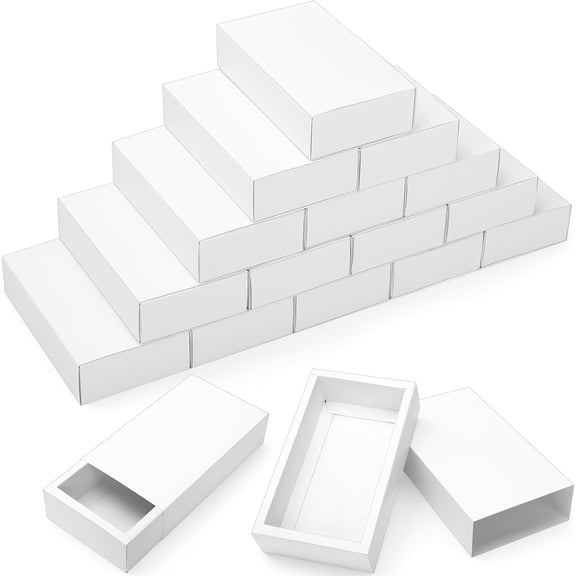 60 Piece White Kraft Paper Drawer Box Set for Gifts Packaging and Organizing