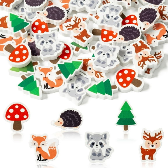 2ooya Animal Erasers Set Lovely Mini Animal Erasers for Student Rewards, 60 Pieces
