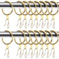 thumbnail image 1 of 60 Pieces 0.98 Inch Metal Drapery Curtain Rings Curtain Hanging Rings and 60 Pieces Metal Curtain Drapery Pin Hooks for Window Door Shower Curtain (Gold), 1 of 6