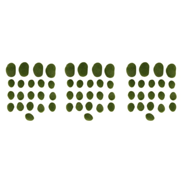 60 Pieces 2 Sizes Rocks Decorative Faux Green Moss Covered