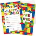 thumbnail image 1 of 60 Pieces 30 Pack Birthday Party Invitations with Envelopes Bulk Colorful Building Block Party Invitation Kids Stacking Bricks Invite Card Set for Girls Boy Decorations Supplies (Building Block), 1 of 7