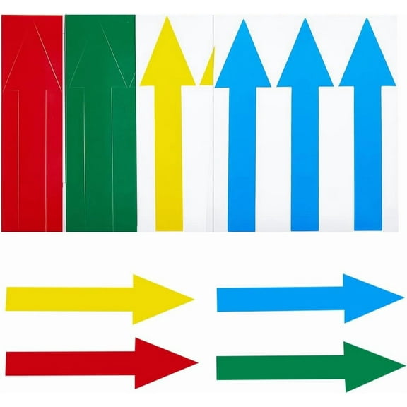 60 Pieces 4 Colors Arrow Floor Decals Stickers Removable Adhesive Directional Arrow Sign Multicolor Waterproof Marking Safe Road Instructions Sticker for Floor Wall 1.56x5.85in Multi-color