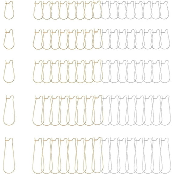 About 60 Pieces 5 Sizes 20/22/25/33/39mm Hypoallergenic Ear Wires Stainless Steel Hoop Earrings Kidney Earwire Golden & Stainless Steel Color Earring Hooks for DIY Jewelry Making