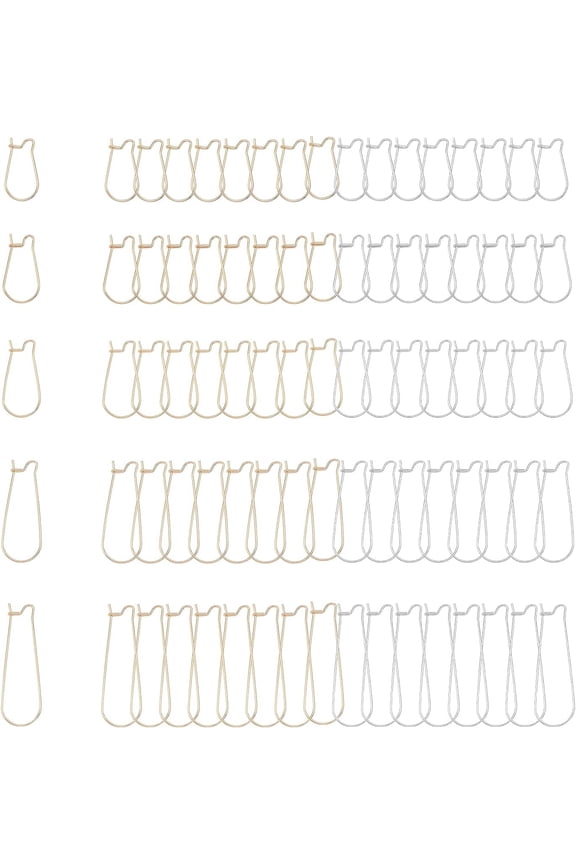 60 Pieces 5 Sizes 20/22/25/33/39mm Hypoallergenic Ear Wires Stainless Steel Hoop Earrings Kidney Earwire Golden & Stainless Steel Color Earring Hooks for DIY Jewelry Making