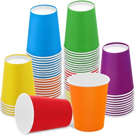 60 Pieces 9 Ounce Disposable Paper Cups Rainbow Party Cups Drinking Cups for Party, DIY and Holiday, 6 Colors