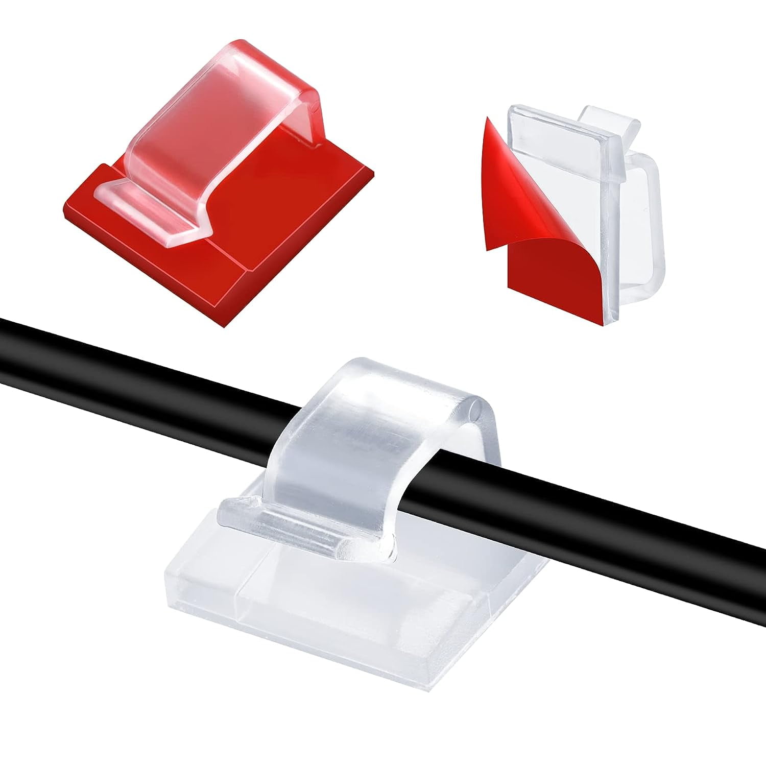 60 Pieces Adhesive Cable Clips, Outdoor Light Clips with Adhesive Tapes