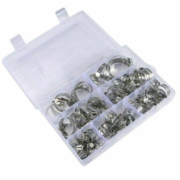 130-Piece Stainless Steel Worm Gear Hose Clamp Assortment Kit - Adjustable