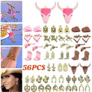 60 Pieces Antique Western Cowboy Charms Pendants Horse Hat cactus Cowboy Boot Charms for Bracelet Earrings Necklace Jewelry Making
