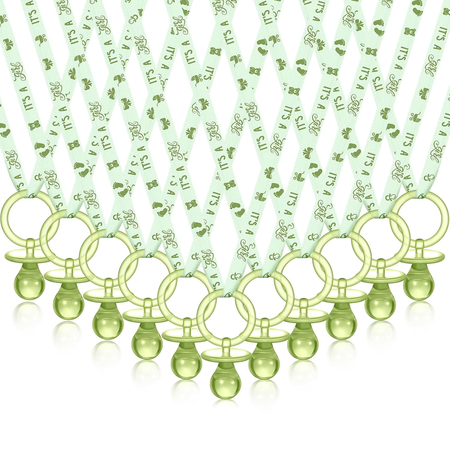 60 Pieces Baby Shower Pacifiers Necklace Acrylic Pacifiers Necklace Charm for Baby Shower Party Favors Decorations, Women Style(Green)