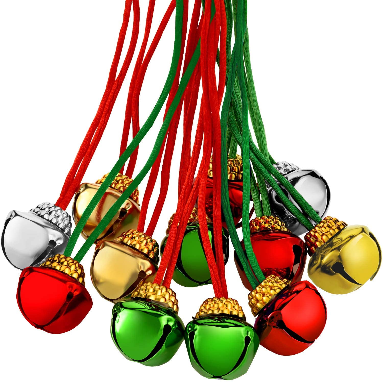 60 Pieces Christmas Bell Necklaces Christmas Holiday Necklaces for