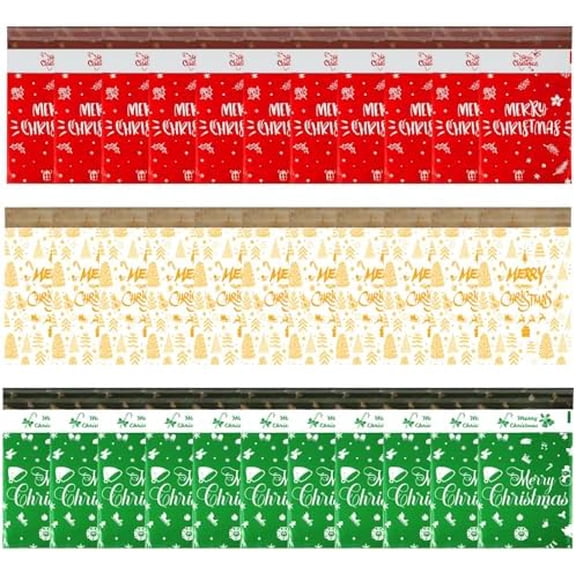 60 Pieces Christmas Poly Mailers Winter Holiday Poly Mailers 6 x 9 Inch Heavy Duty Self Adhesive Mailing Envelope Holiday Shipping Bag Merry Mailer Envelope Waterproof Postal Bag