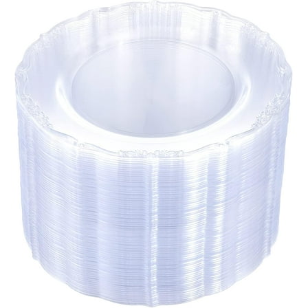 60 Pieces Clear Plastic Plates - 10.25 Inch Clear Disposable Plates - Washable & Reusable - Premium Hard Disposable Dinner Plates - Party Supplies for Birthdays, Celebrations, Wedding and Events