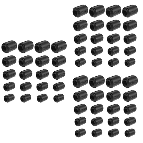 60 Pieces Clip-on Ferrite Ring Core RFI Noise Suppressor Cable Clip for 3mm/ 5mm/ 7mm/9mm/13mm Diameter Cable, Black