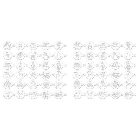 60 Pieces Cookie Stencils Cake Templates Coffee Stencils Reusable Painting Cake Stencil Templates Embossing Moulds