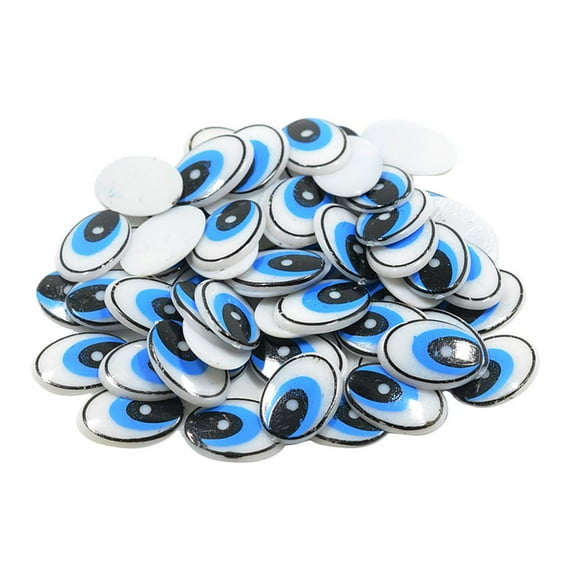 60 Pieces DIY Cartoon Eyes Flat Clay Animal Doll Oval Eyes Toy for Scrapbooking, Doll Making, , blue