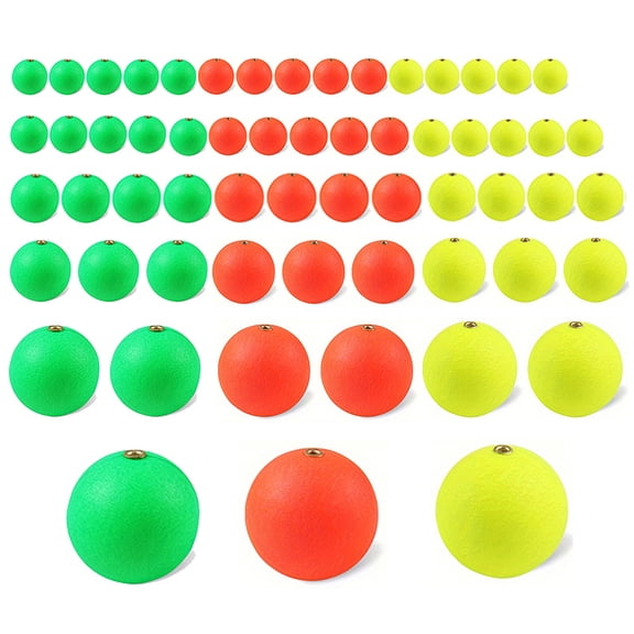 60 Pieces Foam Fishing Floats Balls Bobbers Drift Ball Indicators for Freshwater Saltwater Crappie Panfish Trout Bass Fishing Accessories Strike Indicators (7.87 inches / 20 cm Pack)