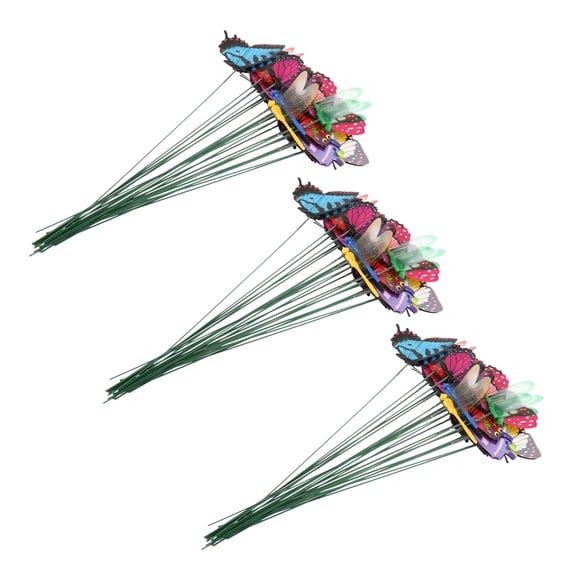 60 Pieces Garden Butterflies Stakes and 4 Dragonflies Ornaments, Totally 24