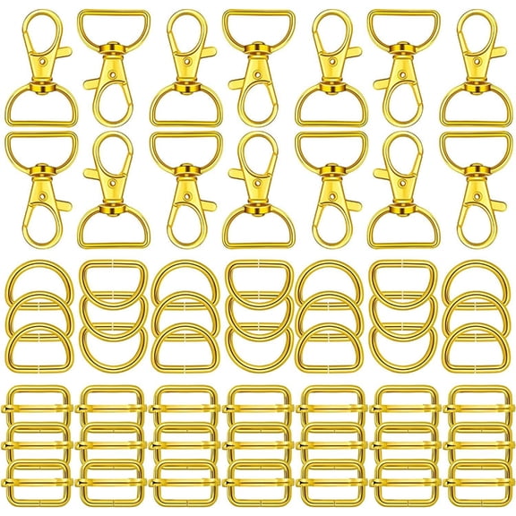 60 Pieces Snap Hooks, D Rings and Triglide Slide Buckle for DIY Handbag Purse Hardware Fasteners, Strap, Backpack